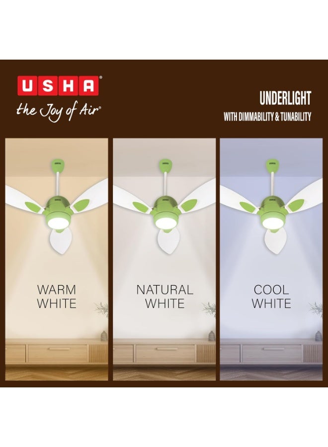 أوشا USHA New Bloom Series Sunspire Glow (Inspired by Sunflower) BLDC Ceiling Fan with Underlight with 3 Modes | RF Remote | Whisper-Quiet | Dust-Resistant (White & Light Green) - Image 5